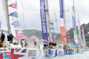 Our Isles and Oceans team leads Parade of Sail out of Oban - last stage in Clipper 2023-24 Race 3 photo credit Martin Shields (1)