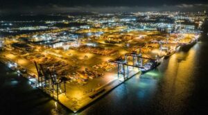 The container terminal at the Port of Gothenburg